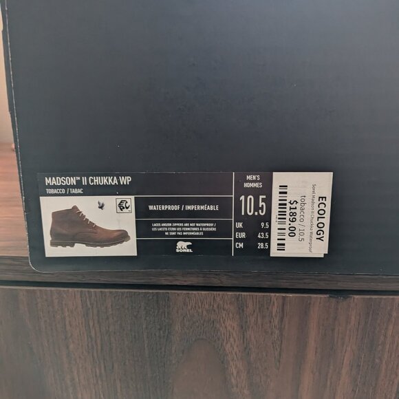 NEW - Sorel Madson II Chukka Waterproof Boot Men's 10.5 - Picture 2 of 6